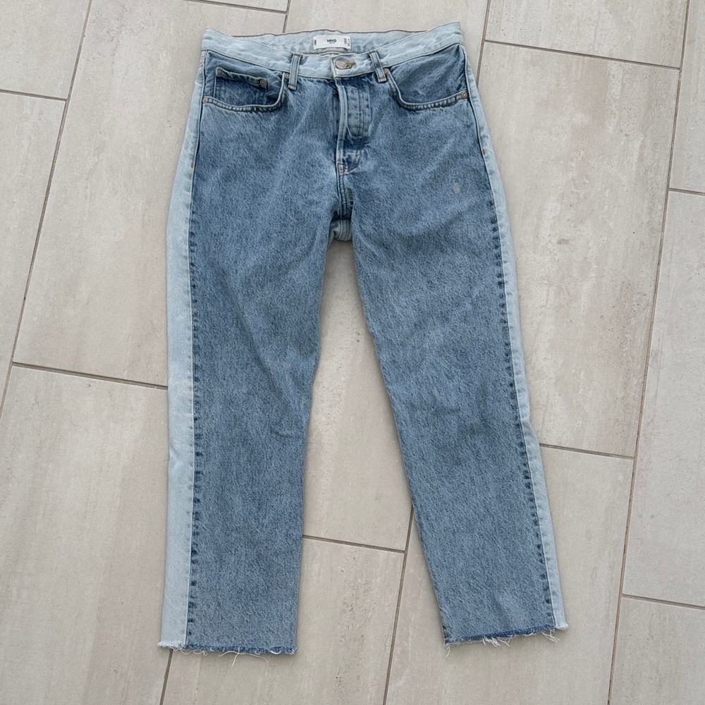 Mango Two-Tone Blue Cropped Jeans